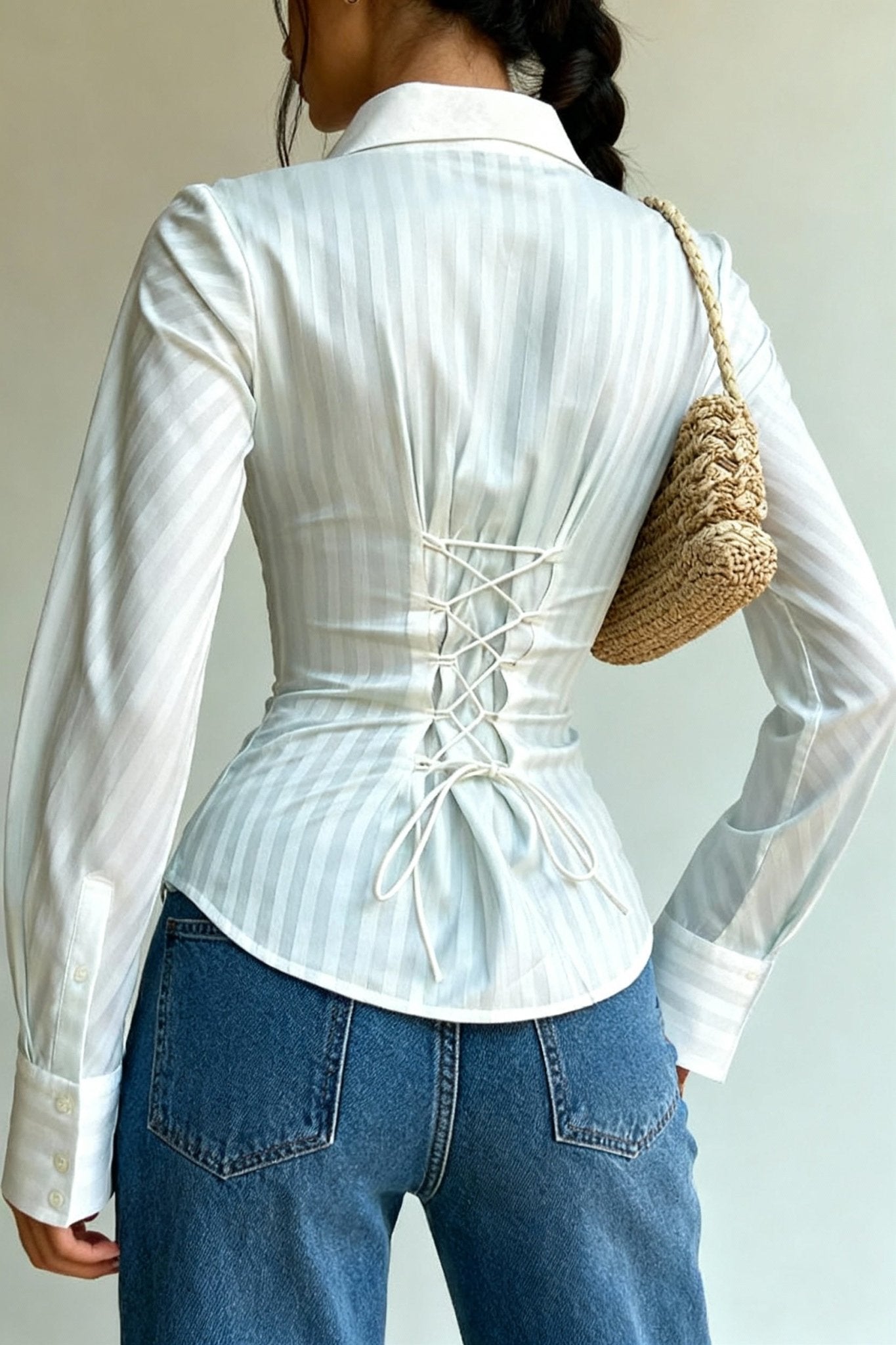 White Sheer Back - Tie Shirt - BEEGLEE