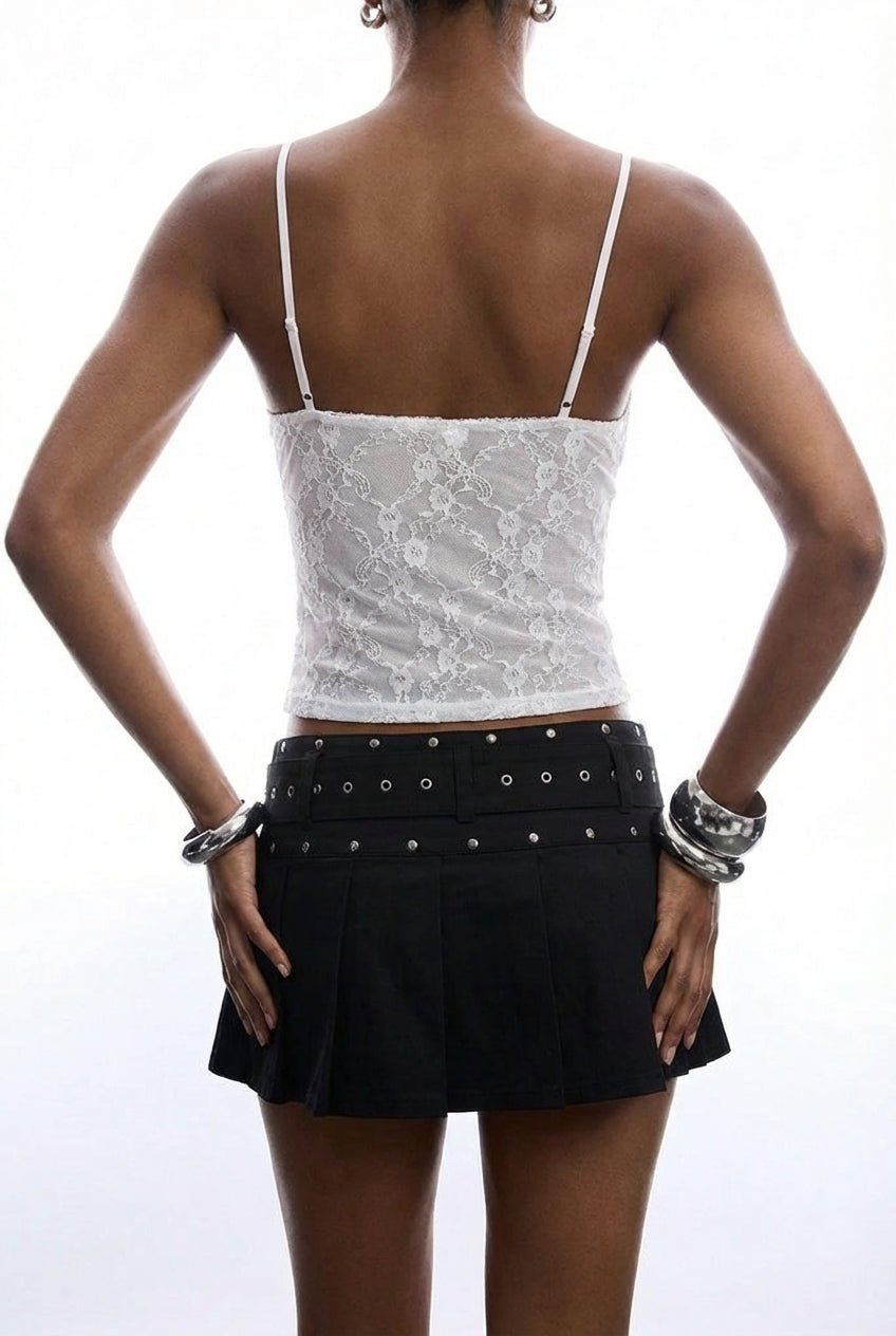 White Sia Lace Tank - BEEGLEE