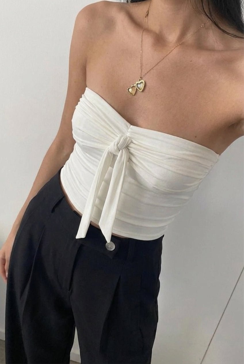 White Slinky Halter Top - BEEGLEE