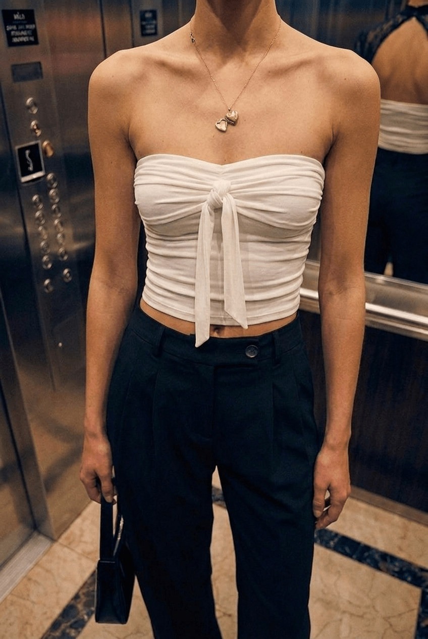 White Slinky Halter Top - BEEGLEE