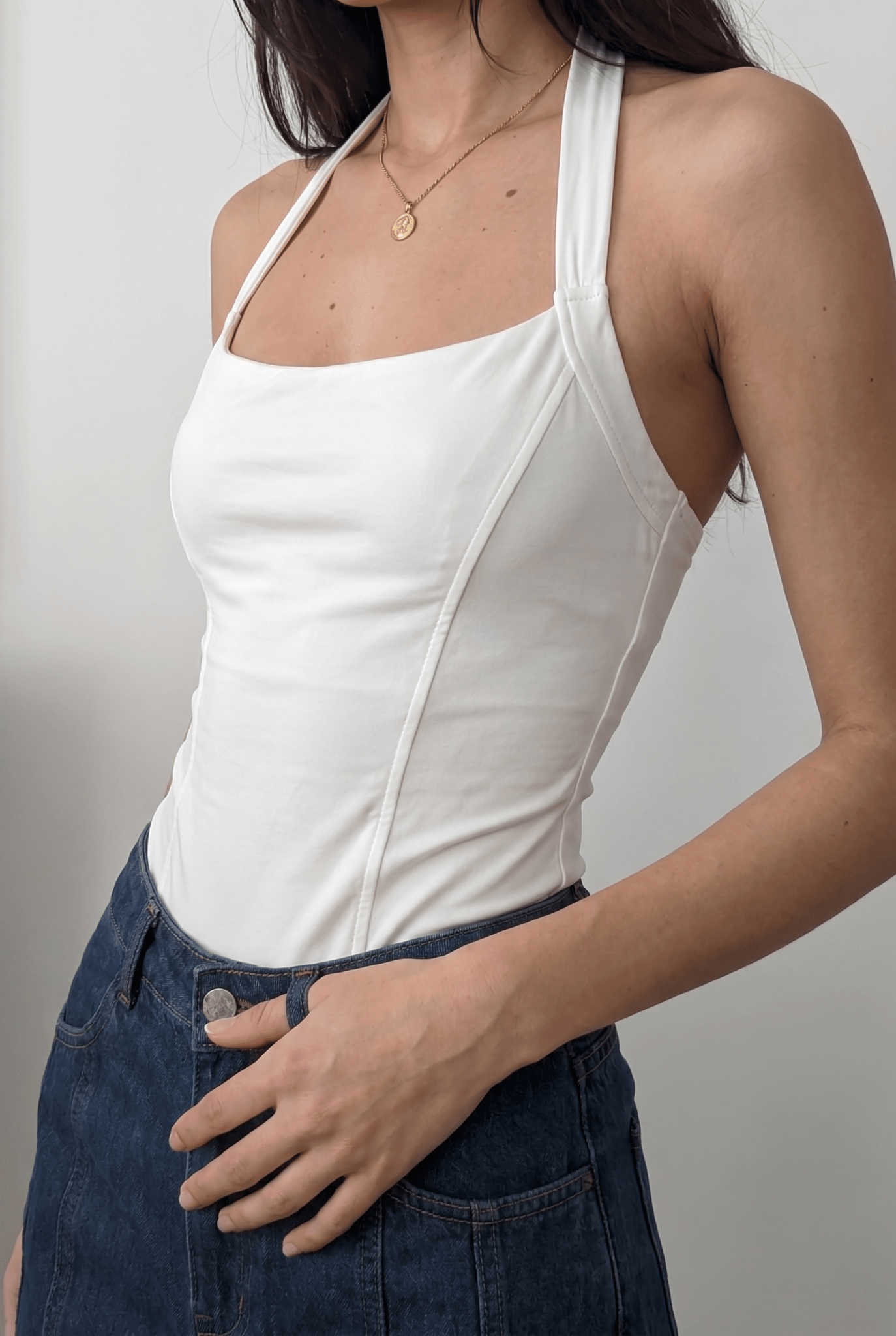 White Straight - Up Bodysuit - BEEGLEE