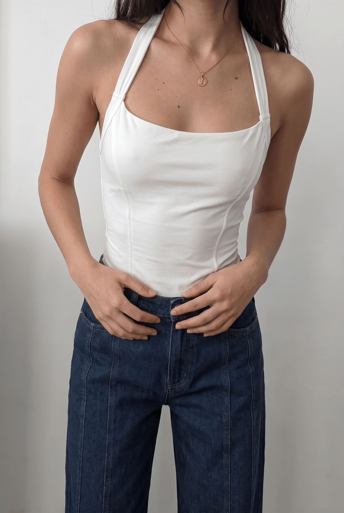 White Straight - Up Bodysuit - BEEGLEE