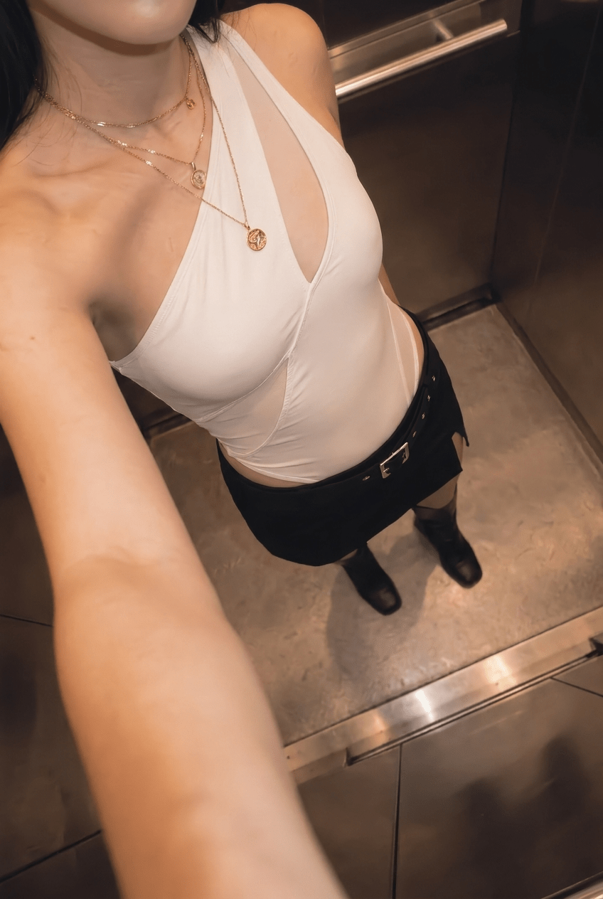 White Swirl Mesh Bodysuit - BEEGLEE