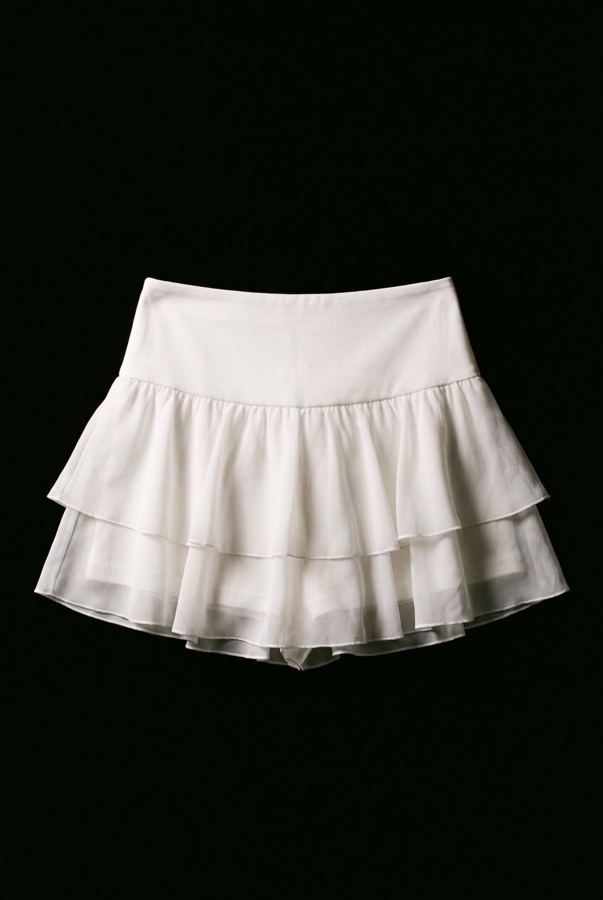 White Tiered Frill Skort - BEEGLEE