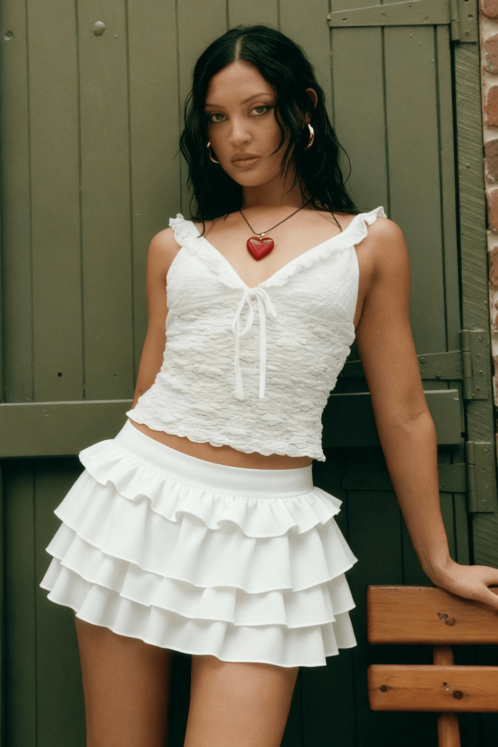 White Tiered Ruffle Skort - BEEGLEE