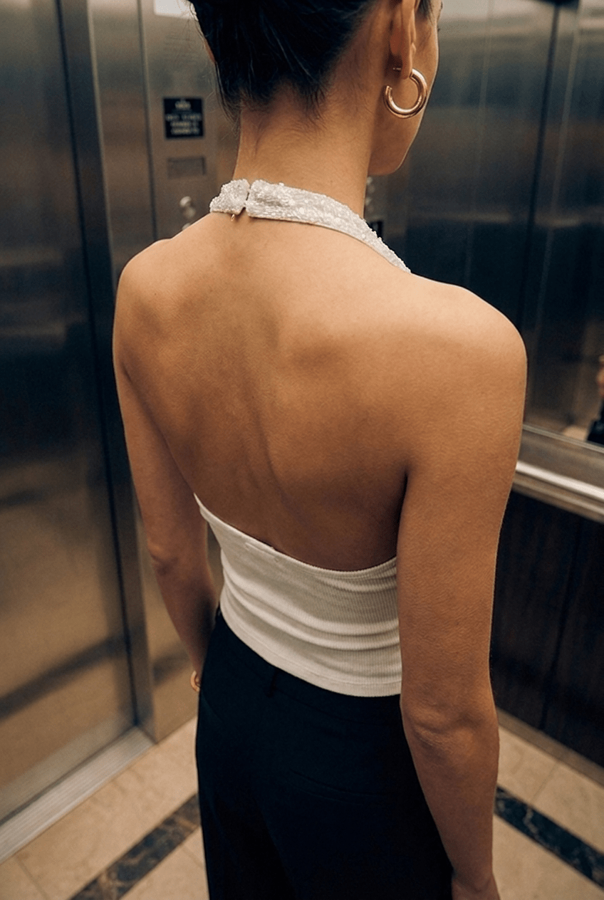 White Veil Sequin Top - BEEGLEE