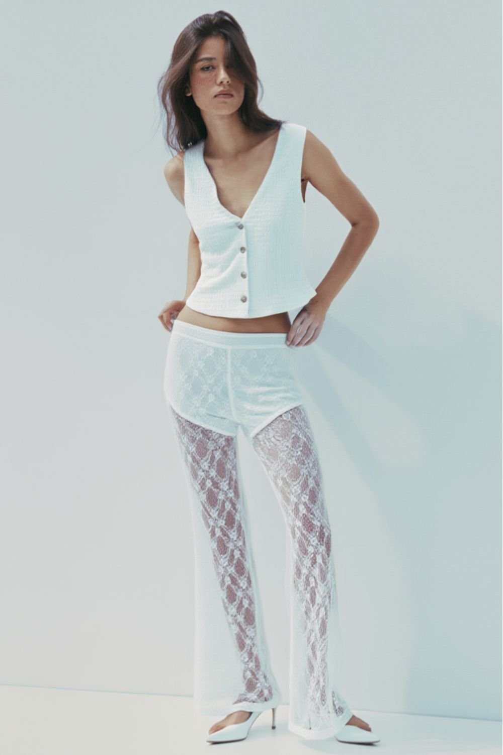 White Zephyr Lace pant - BEEGLEE