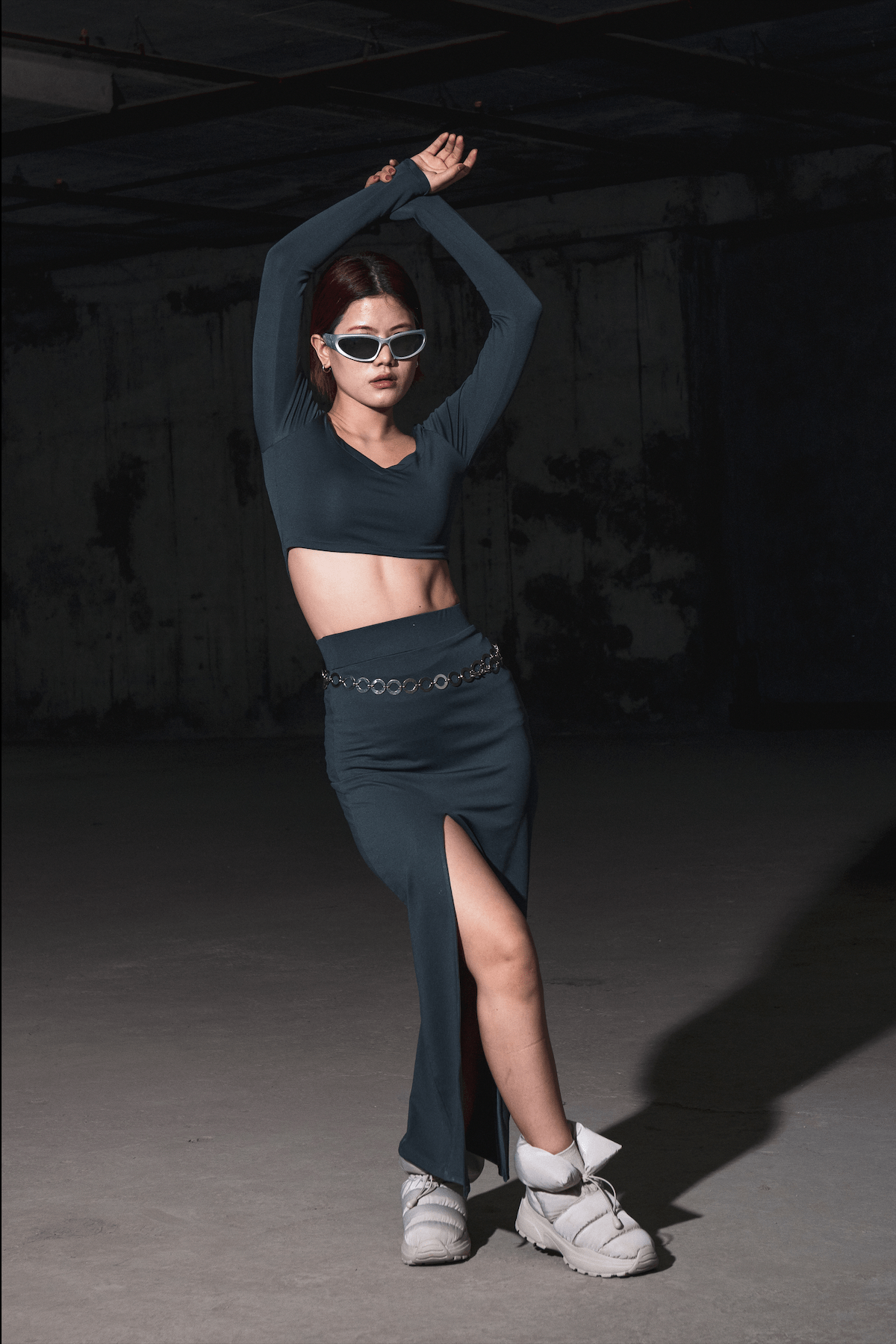 Dark Grey High Slit Long Skirt - BEEGLEE