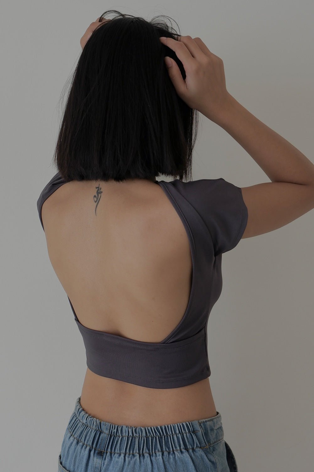 Dark Grey Retro Backless Tee - BEEGLEE