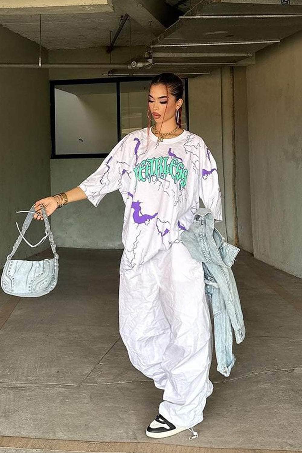 White Oversized Parachute Pants - BEEGLEE