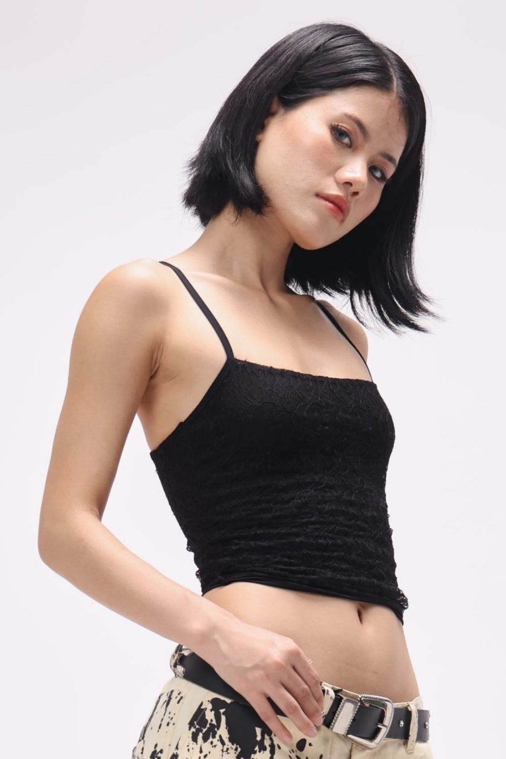 Black Sia lace tank