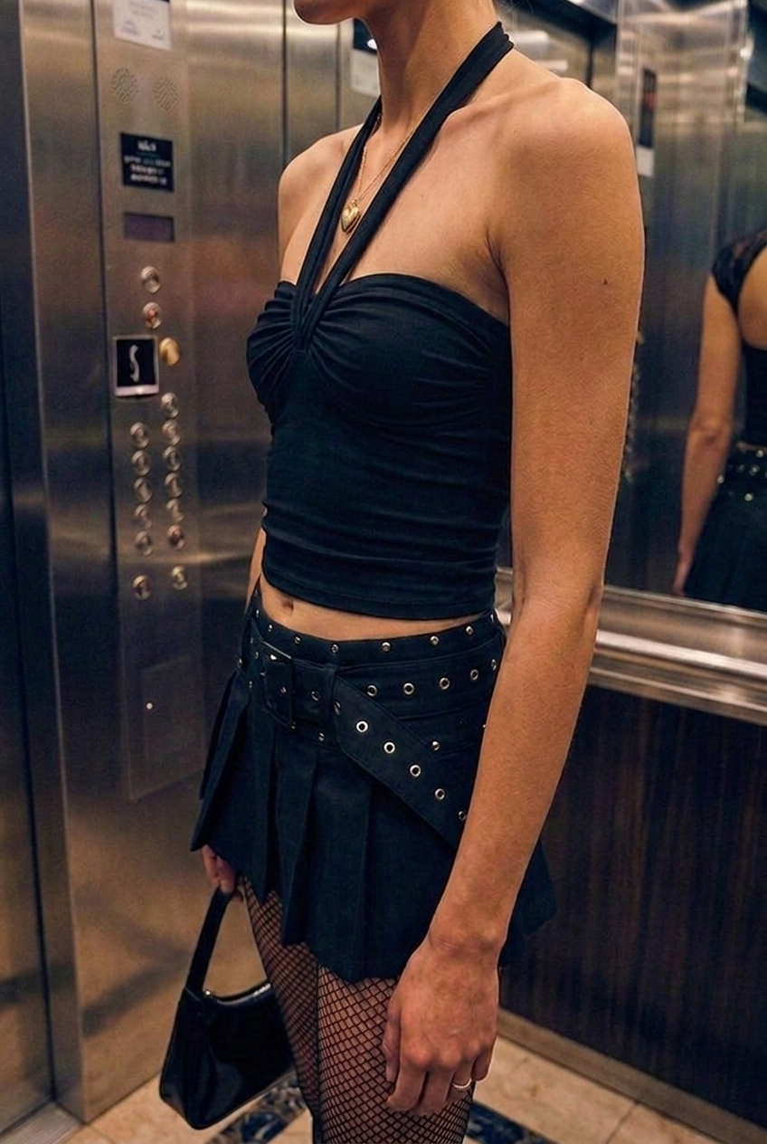 Black Slinky Halter Top