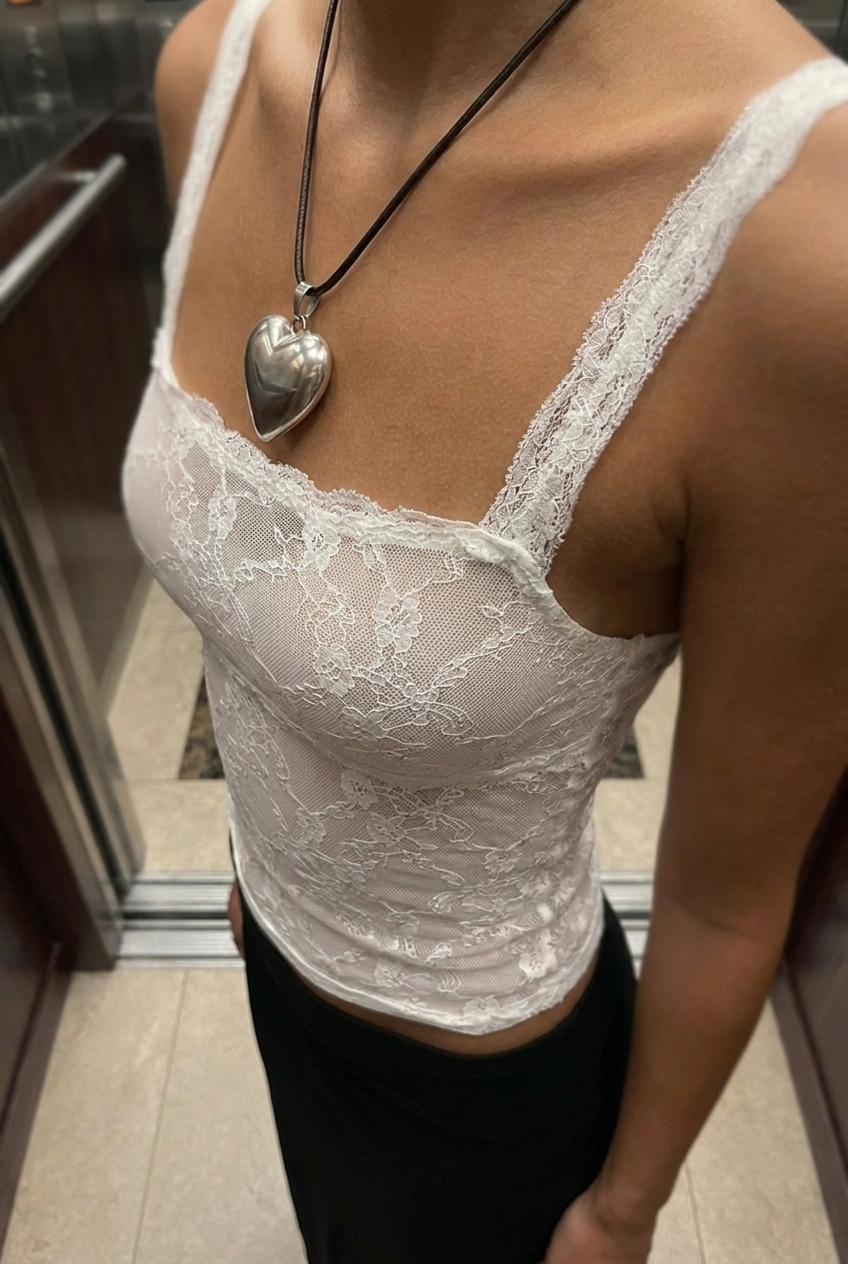 White Lace Cold-Shoulder Top