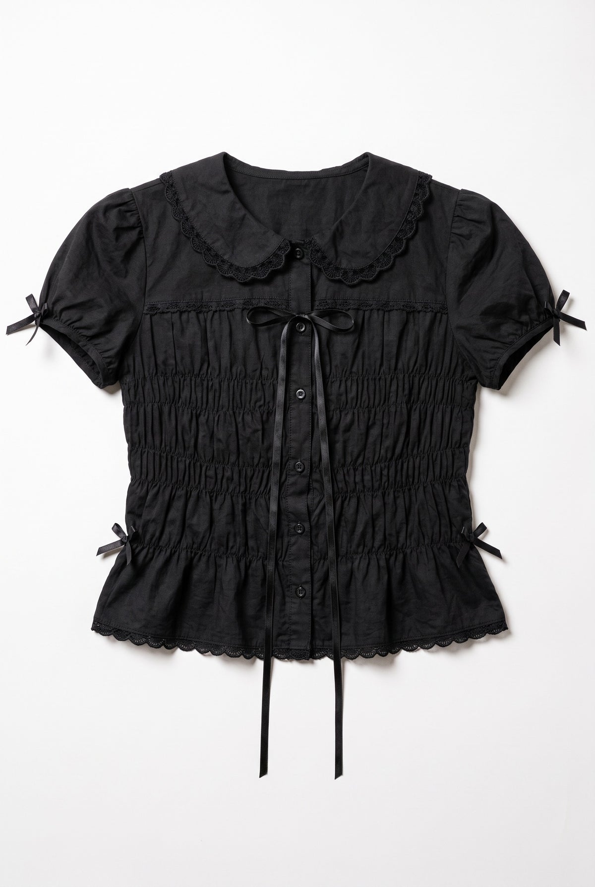 Black Shirred Lace Shirt product shot