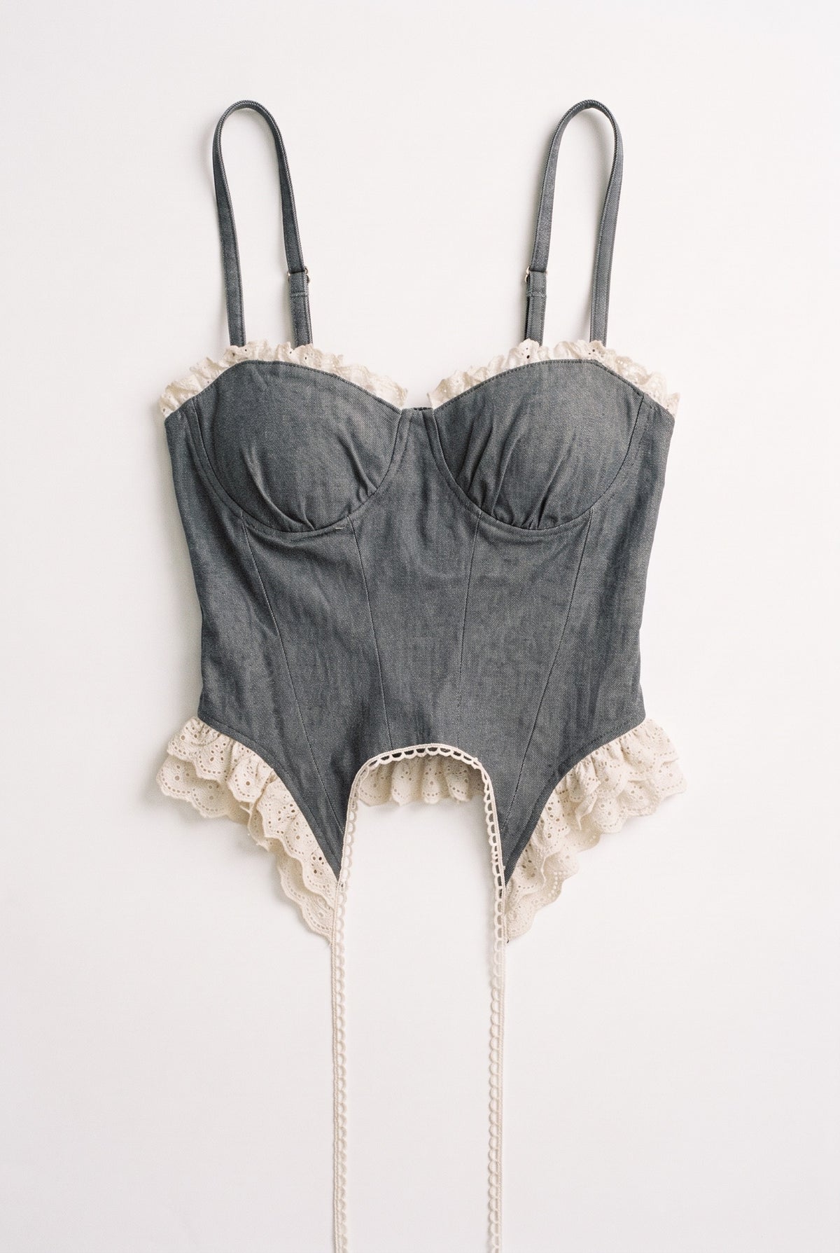 Grey Crush Denim Corset product shot