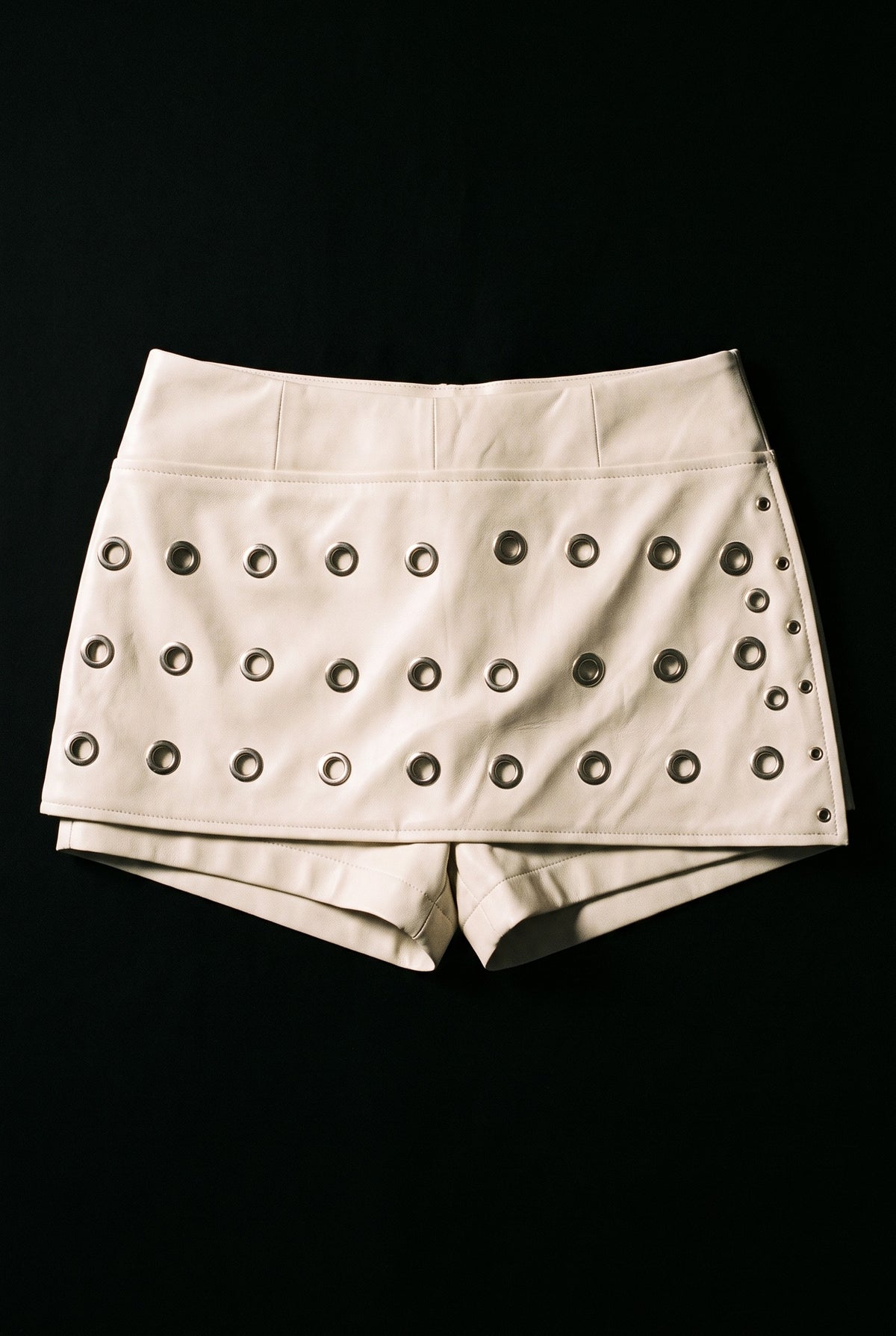 White Perforated Leather Skort product shot