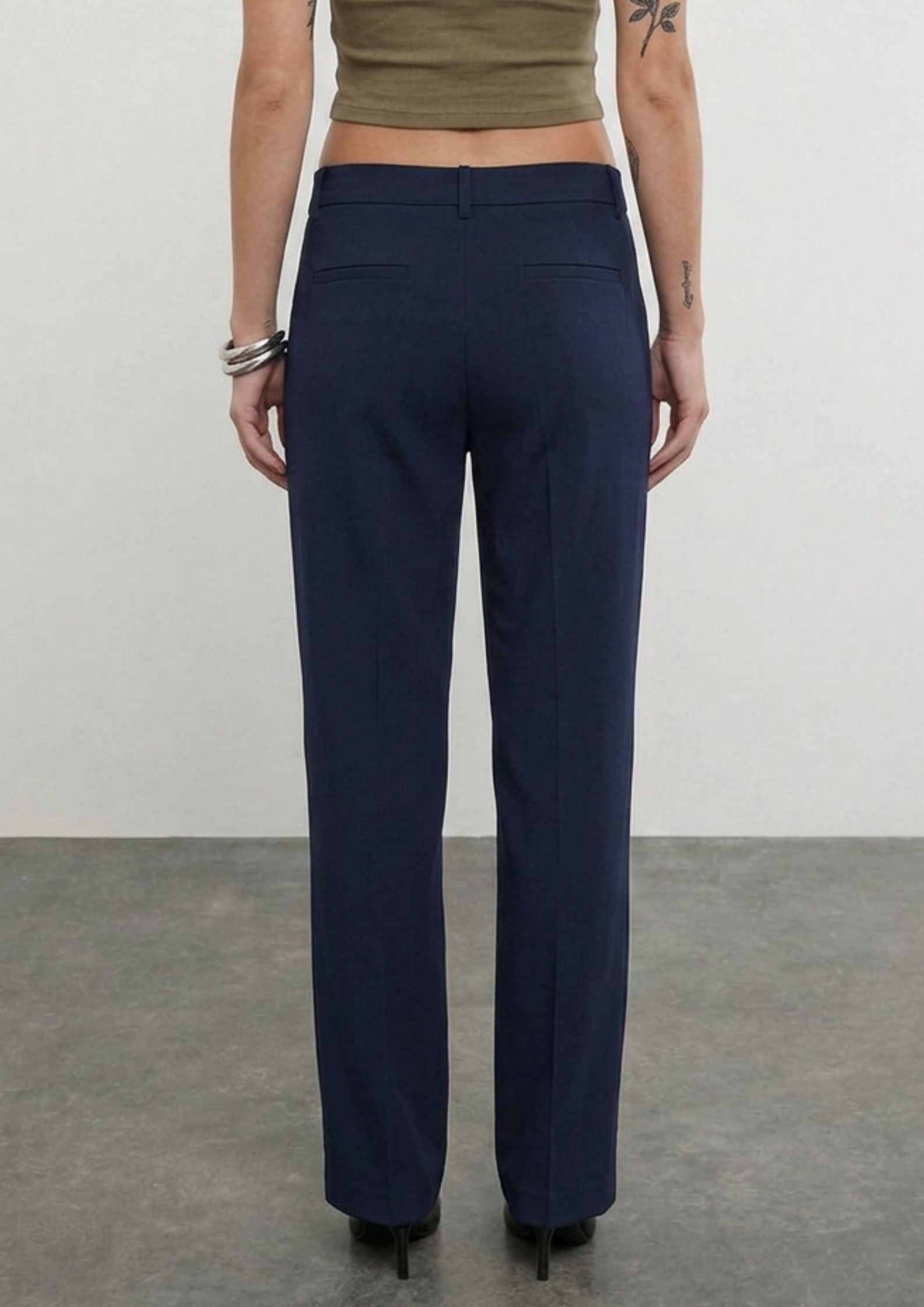 Navy High Rise Tapered Pants