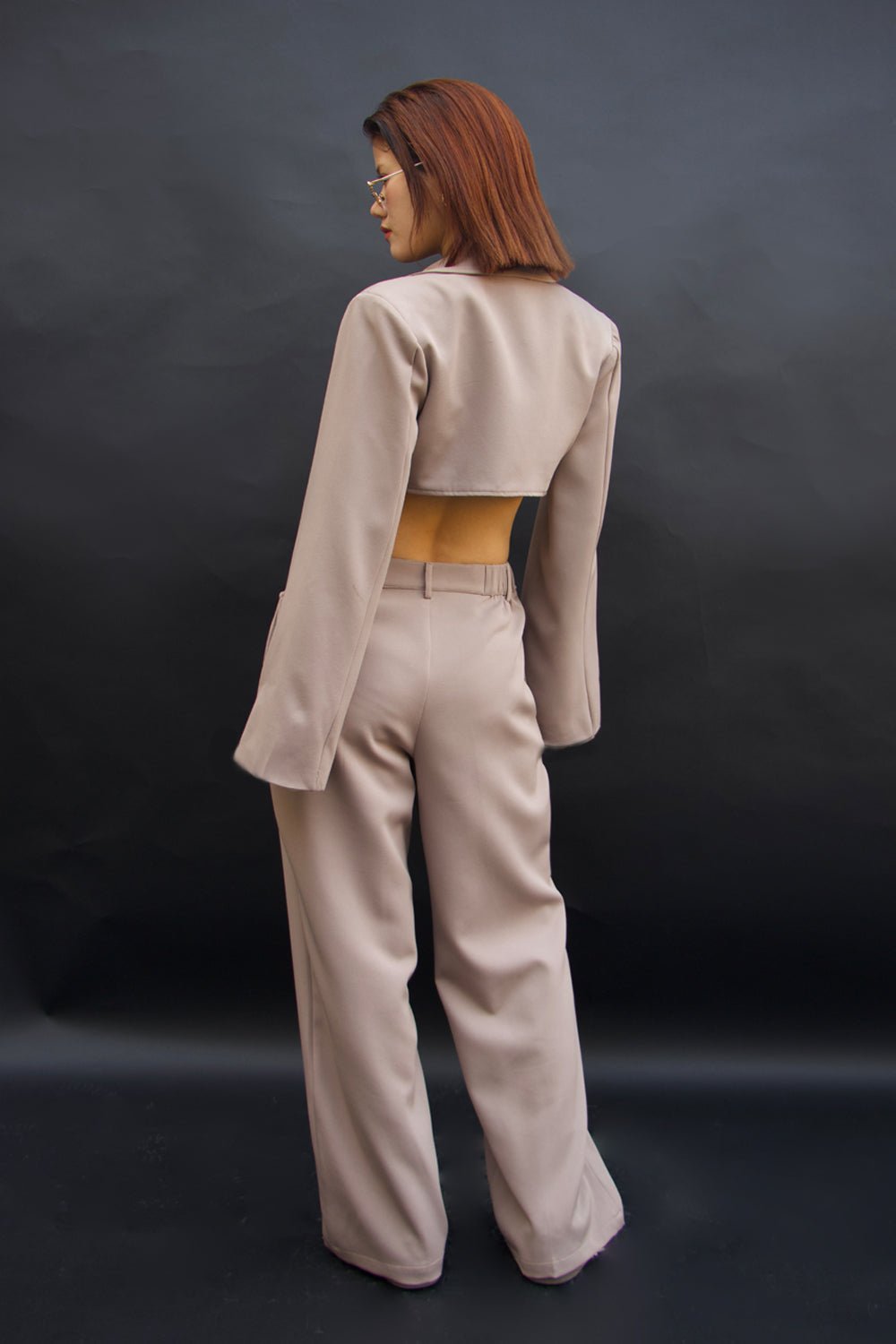 Beige Swan Structured Blazer - BEEGLEE