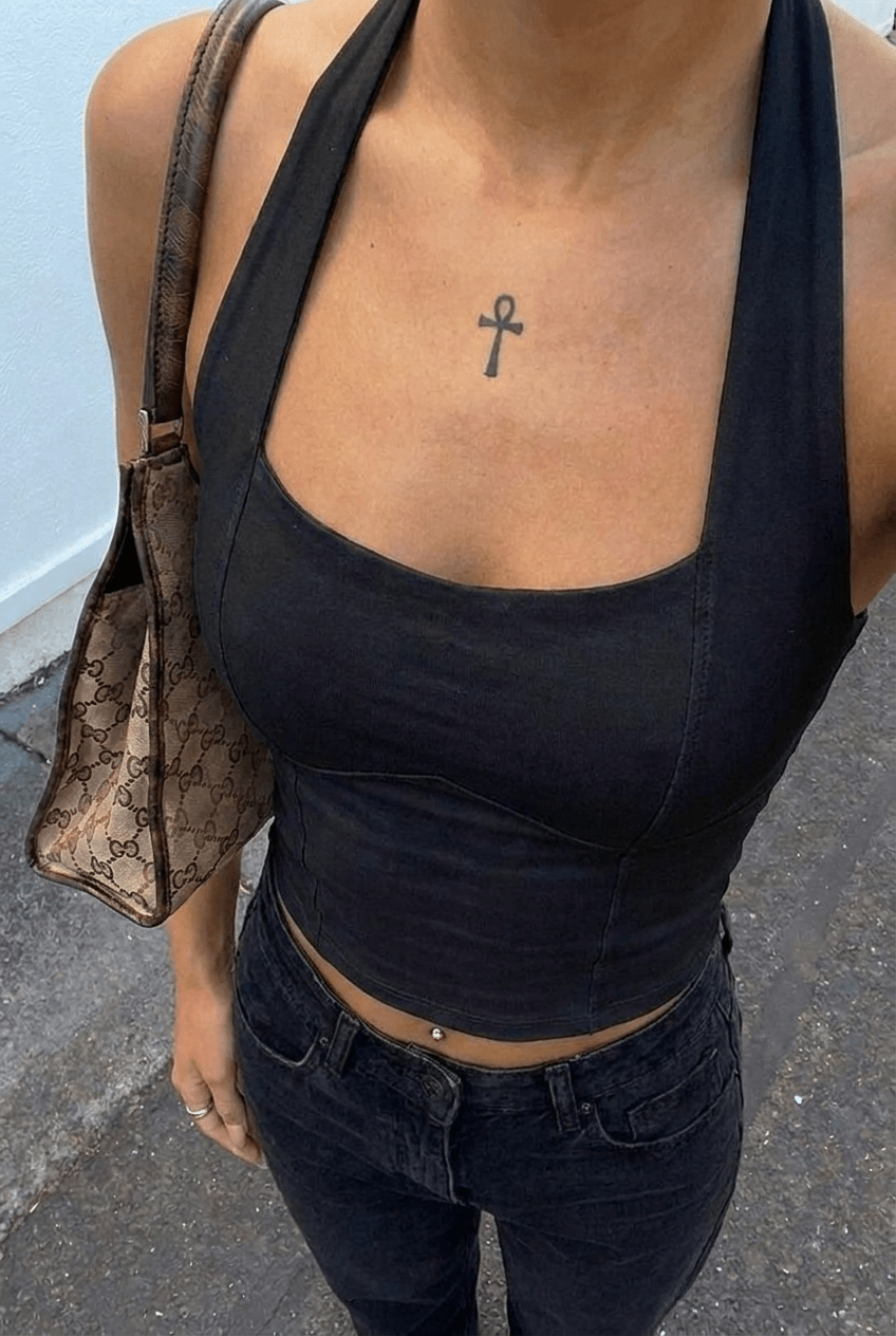 Black Beatrice Halter Neck Top - BEEGLEE