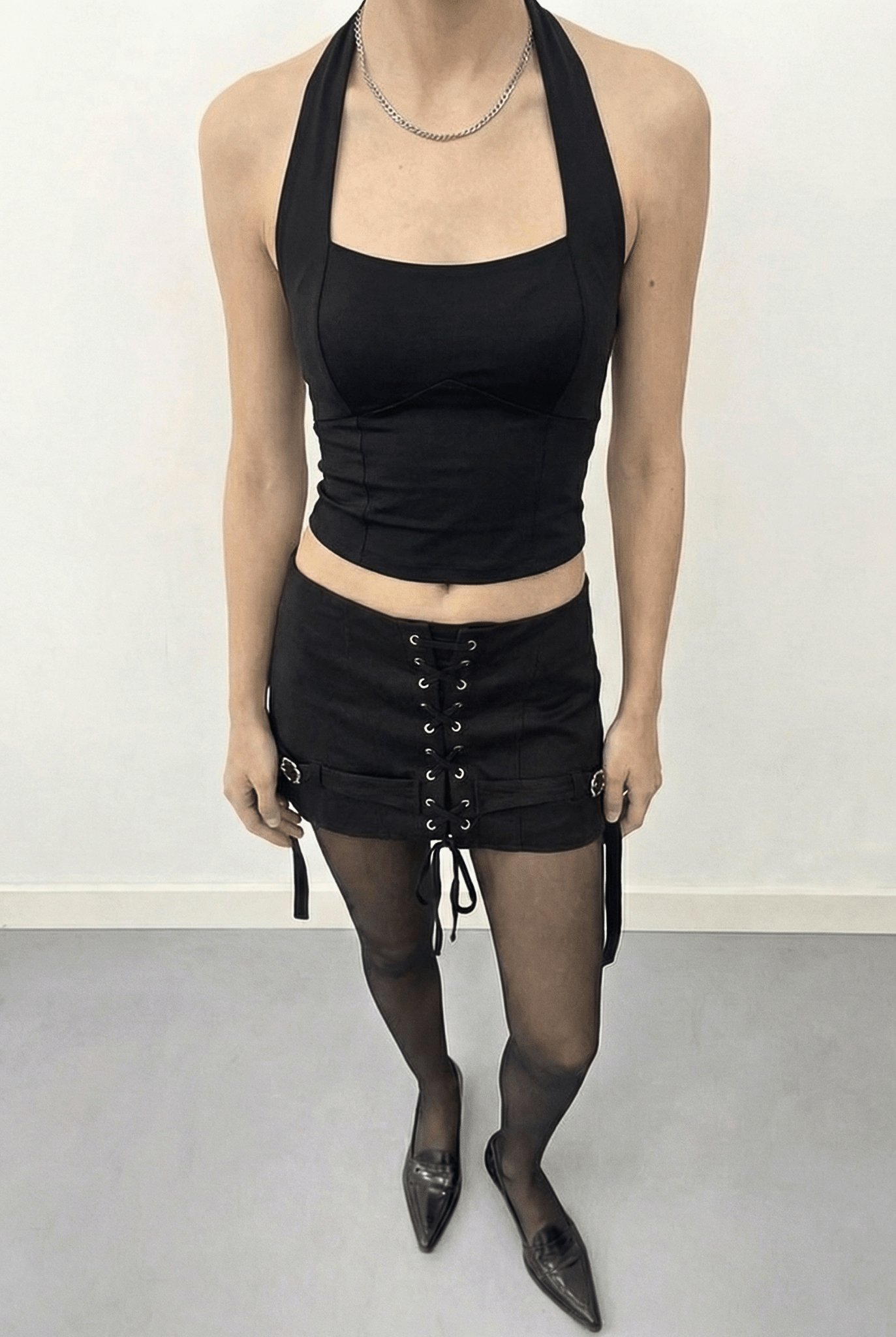 Black Beatrice Halter Neck Top - BEEGLEE