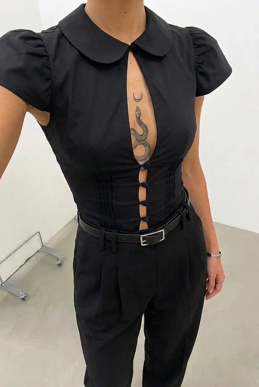 Black Blush Collar Shirt - BEEGLEE