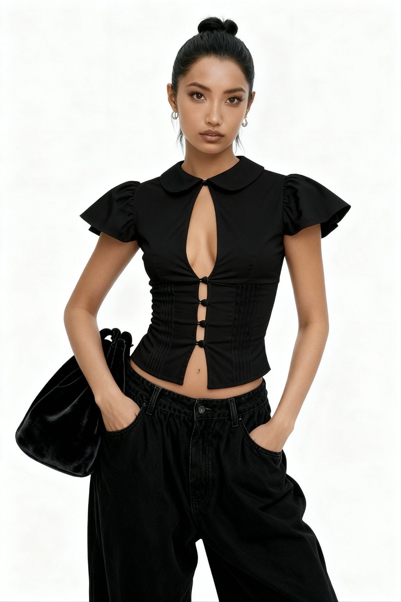 Black Blush Collar Shirt