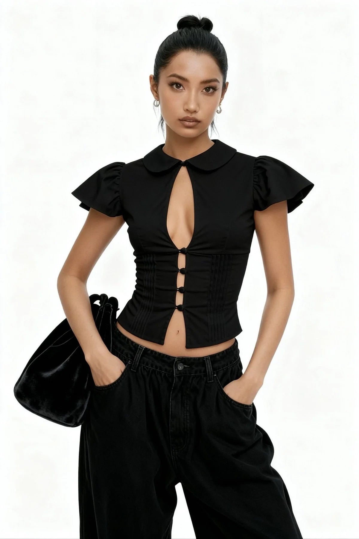 Black Blush Collar Shirt