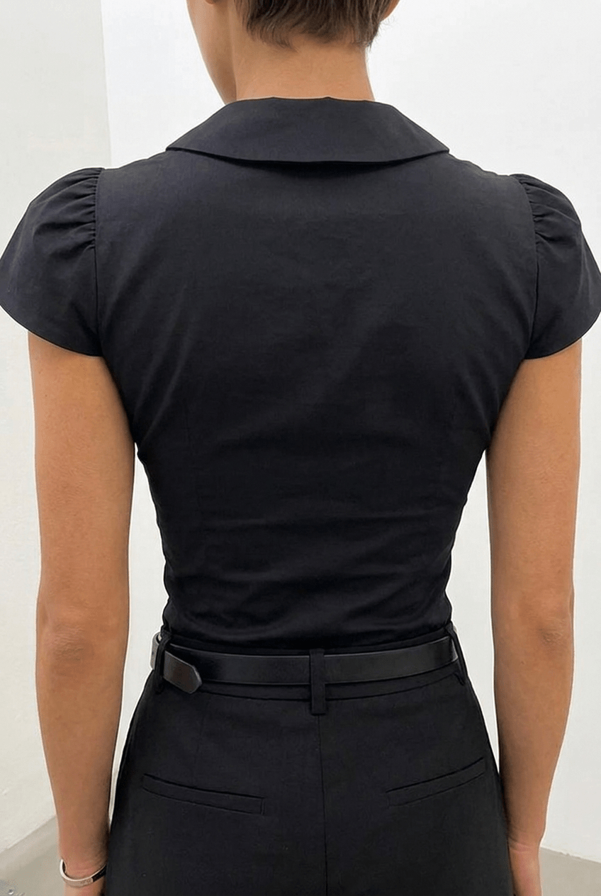 Black Blush Collar Shirt - BEEGLEE