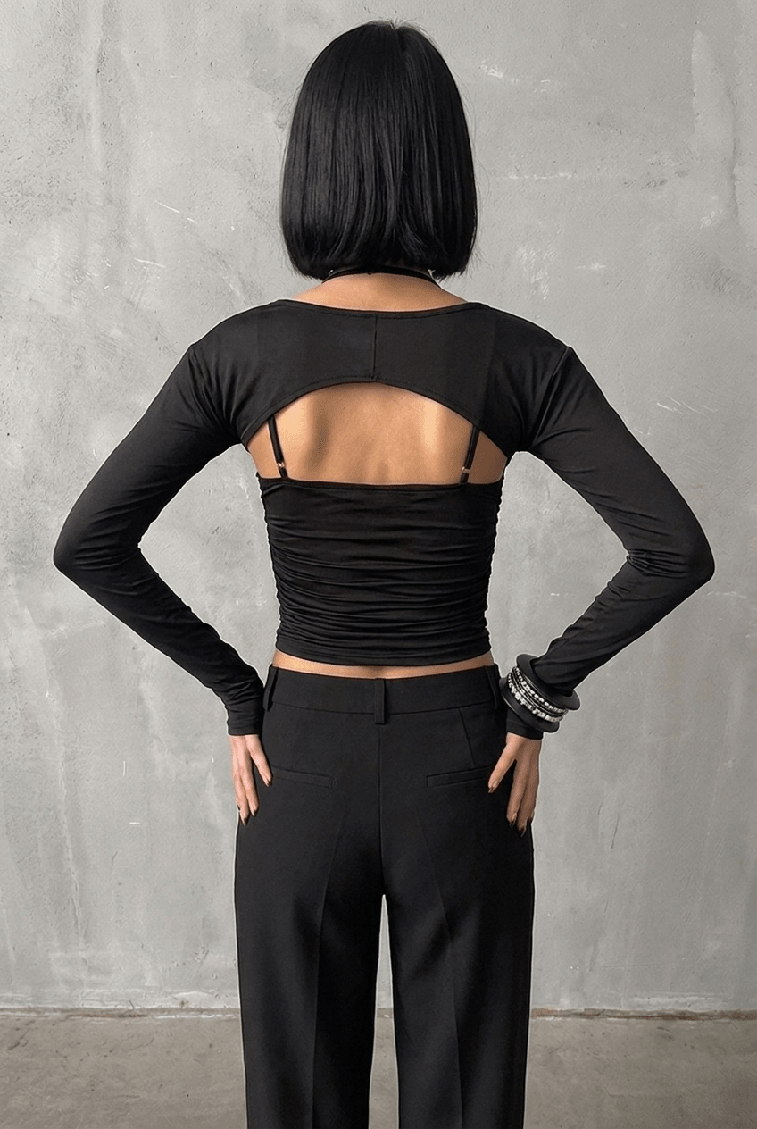 Black Bolero Strap Top - BEEGLEE