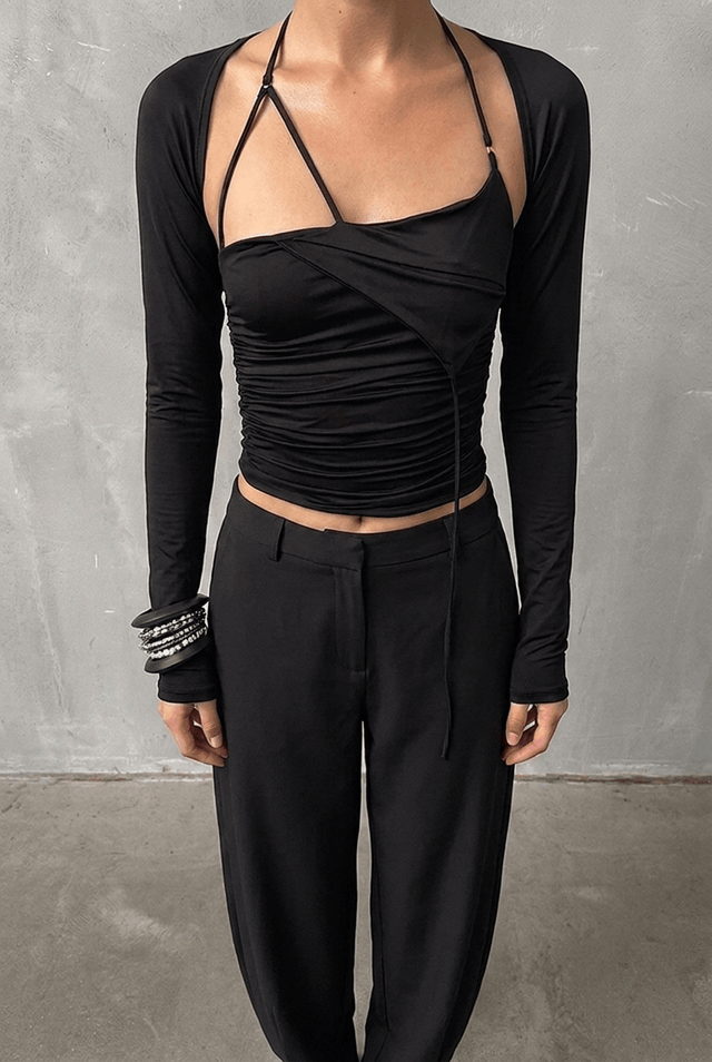 Black Bolero Strap Top