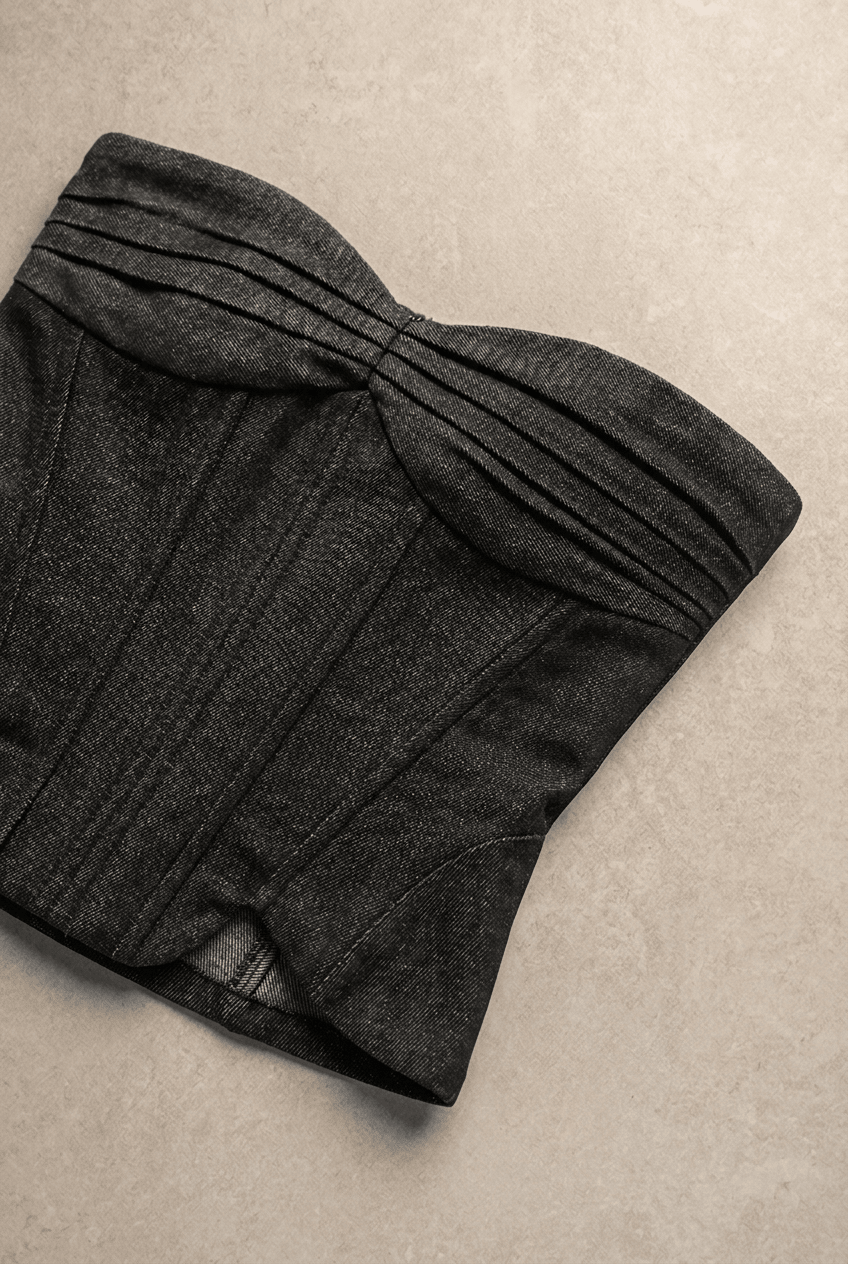 Black Bulletproof Denim Corset - BEEGLEE