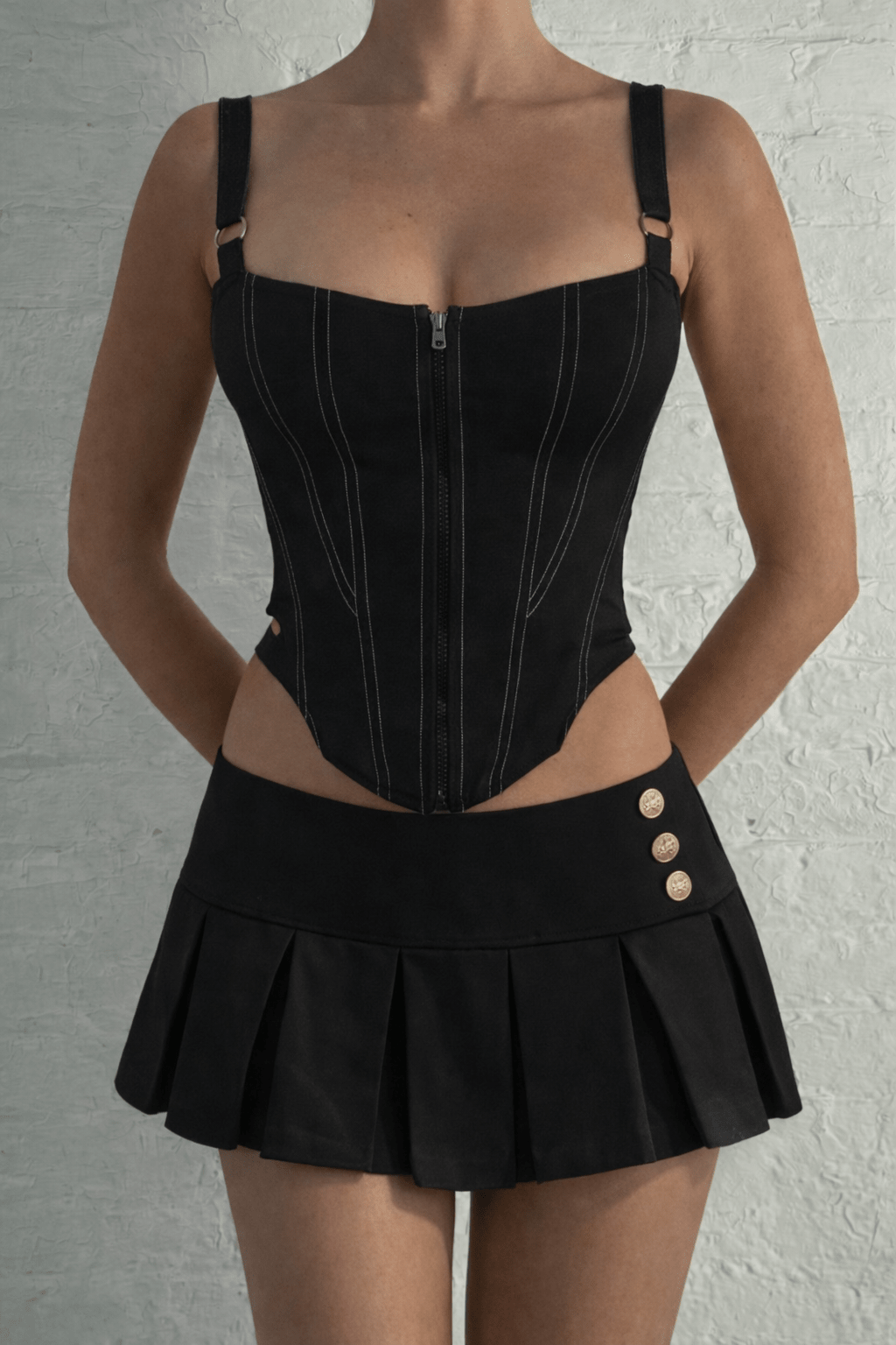 Black CEO Zip - Up Corset - BEEGLEE