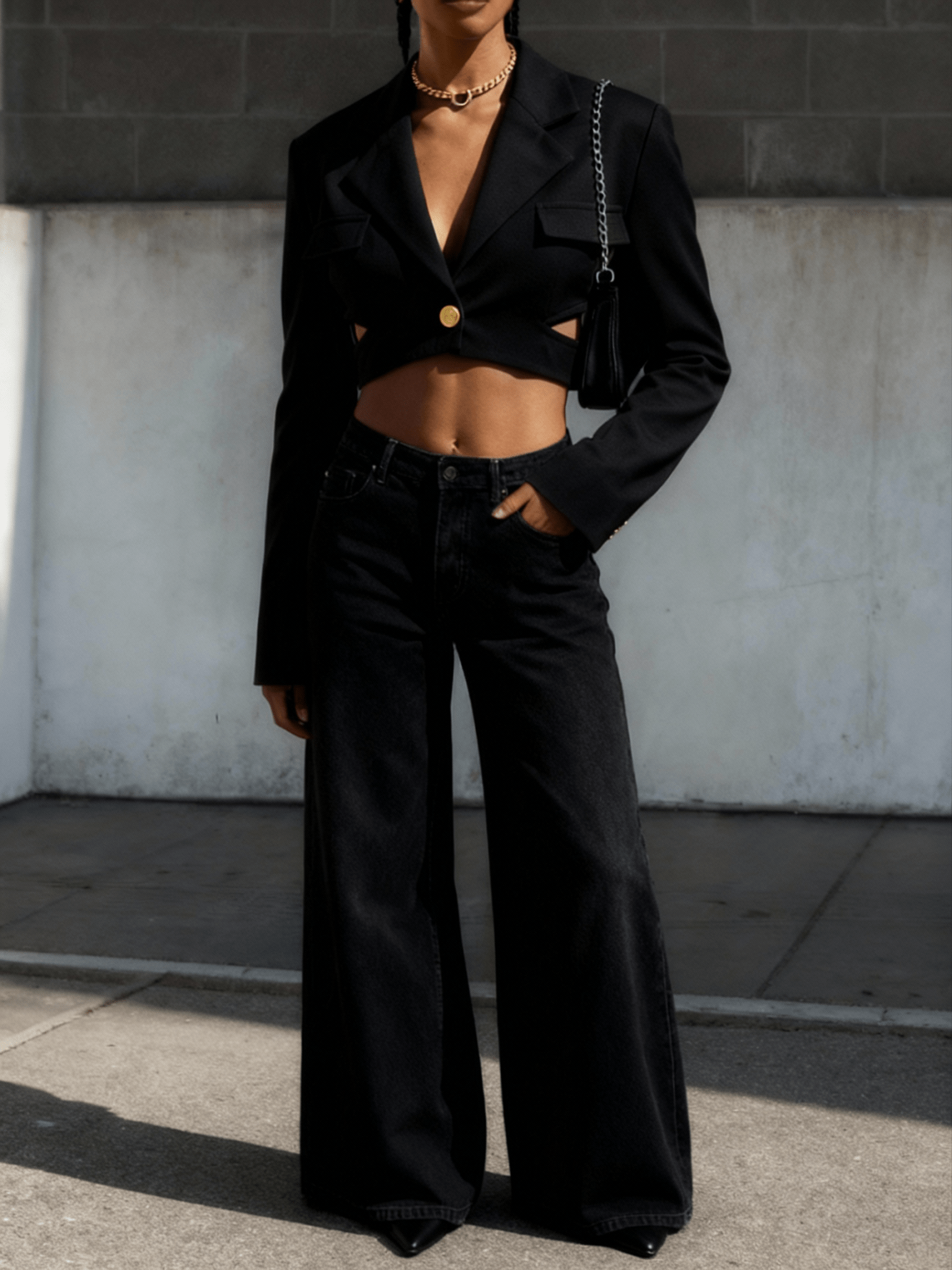 Black Cinch Strapped Blazer - BEEGLEE