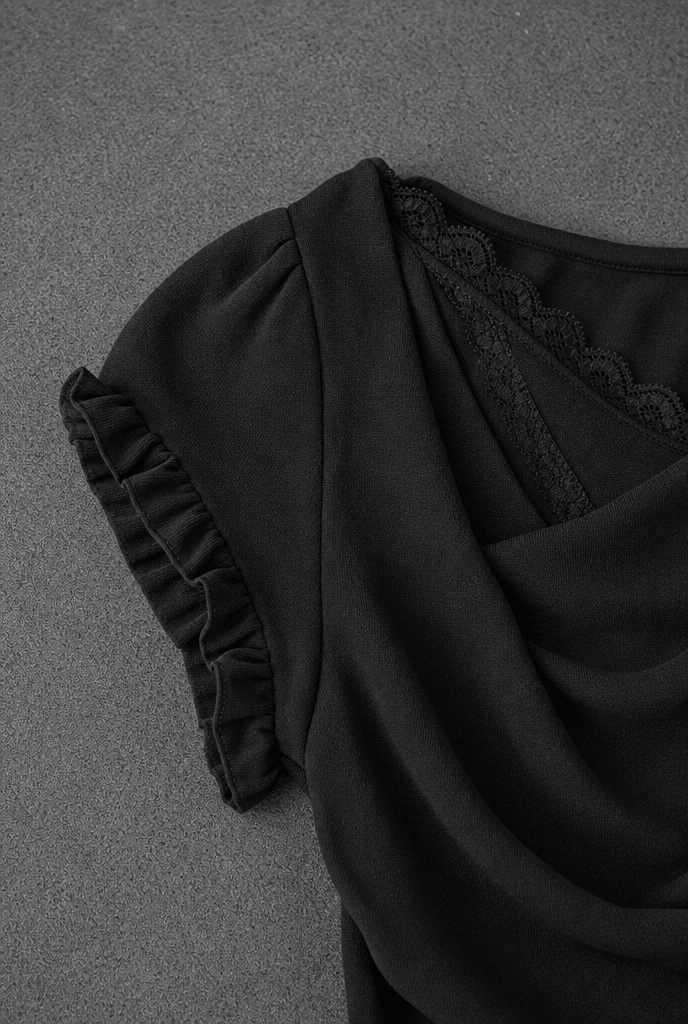 Black Cowl Lace Top - BEEGLEE