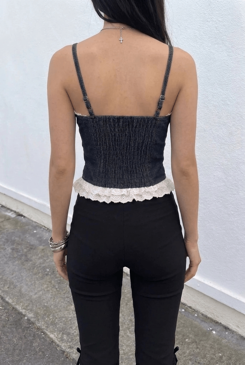Black Crush Denim Corset - BEEGLEE