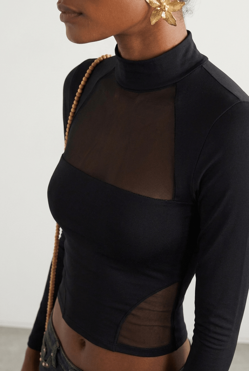 Black Cyber Mesh Tee - BEEGLEE