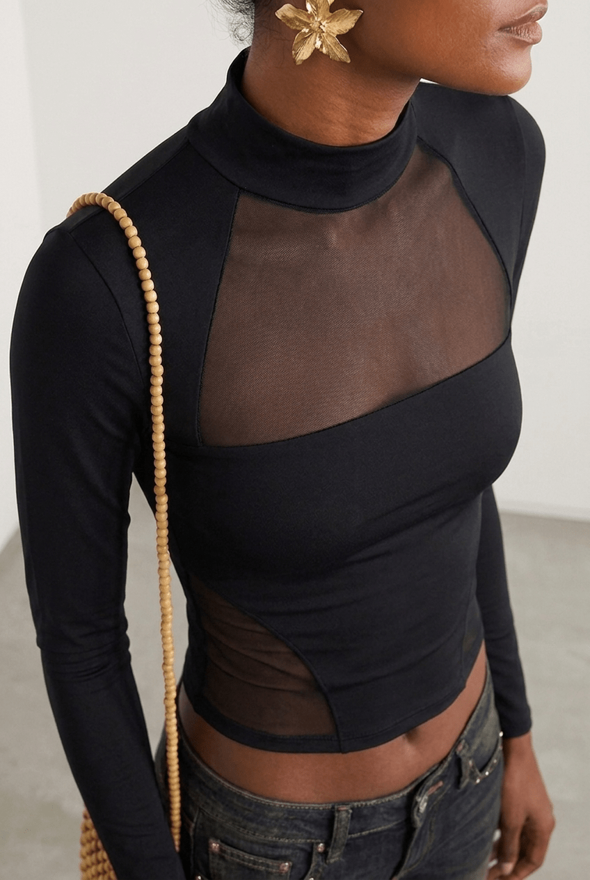 Black Cyber Mesh Tee - BEEGLEE