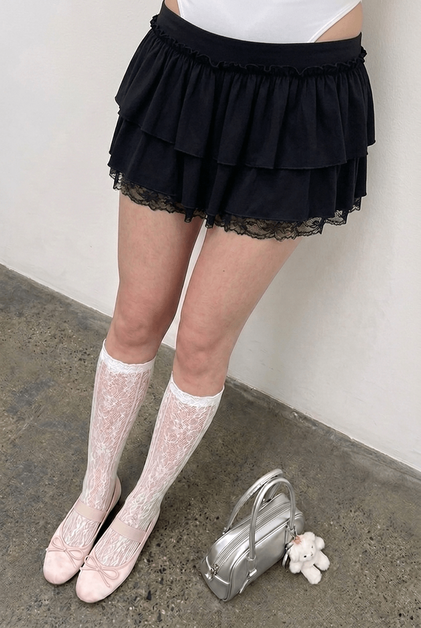 Black Double Ruffle Skirt - BEEGLEE