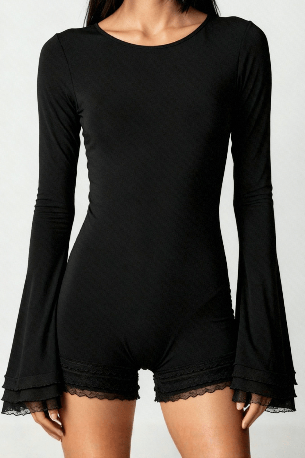 Black Drama Sleeve Playsuit - BEEGLEE