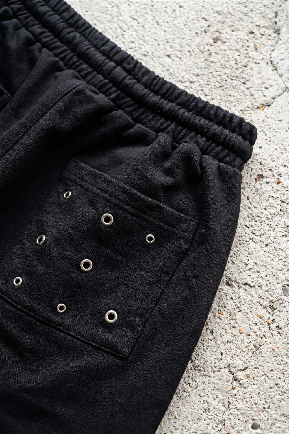 Black Eyelet Barrel Sweatpants - BEEGLEE