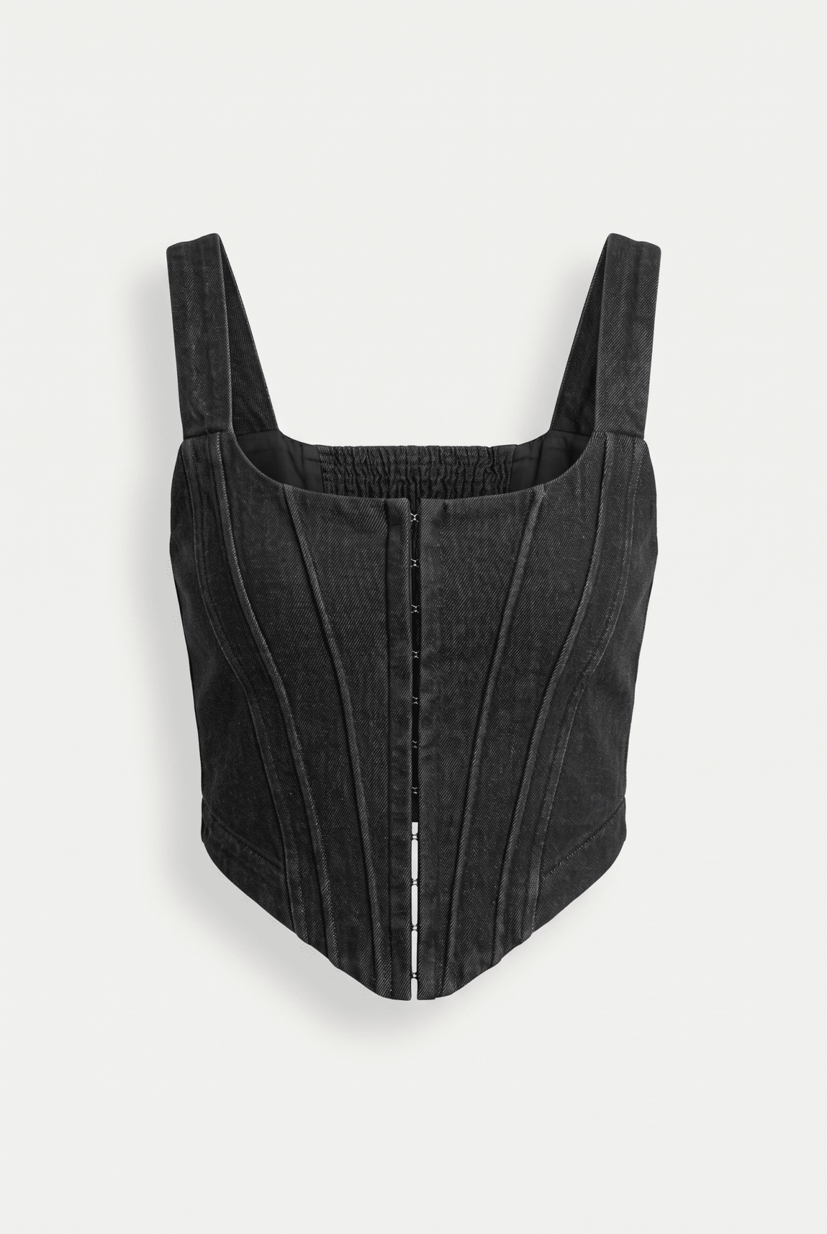Black Felony Denim Corset – flatlay