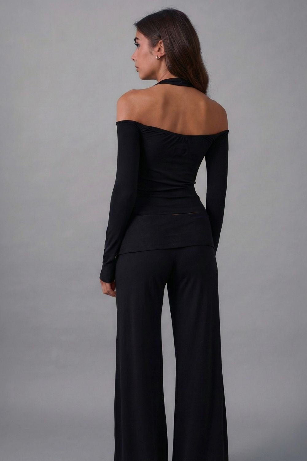 Black Flared folded pants - BEEGLEE