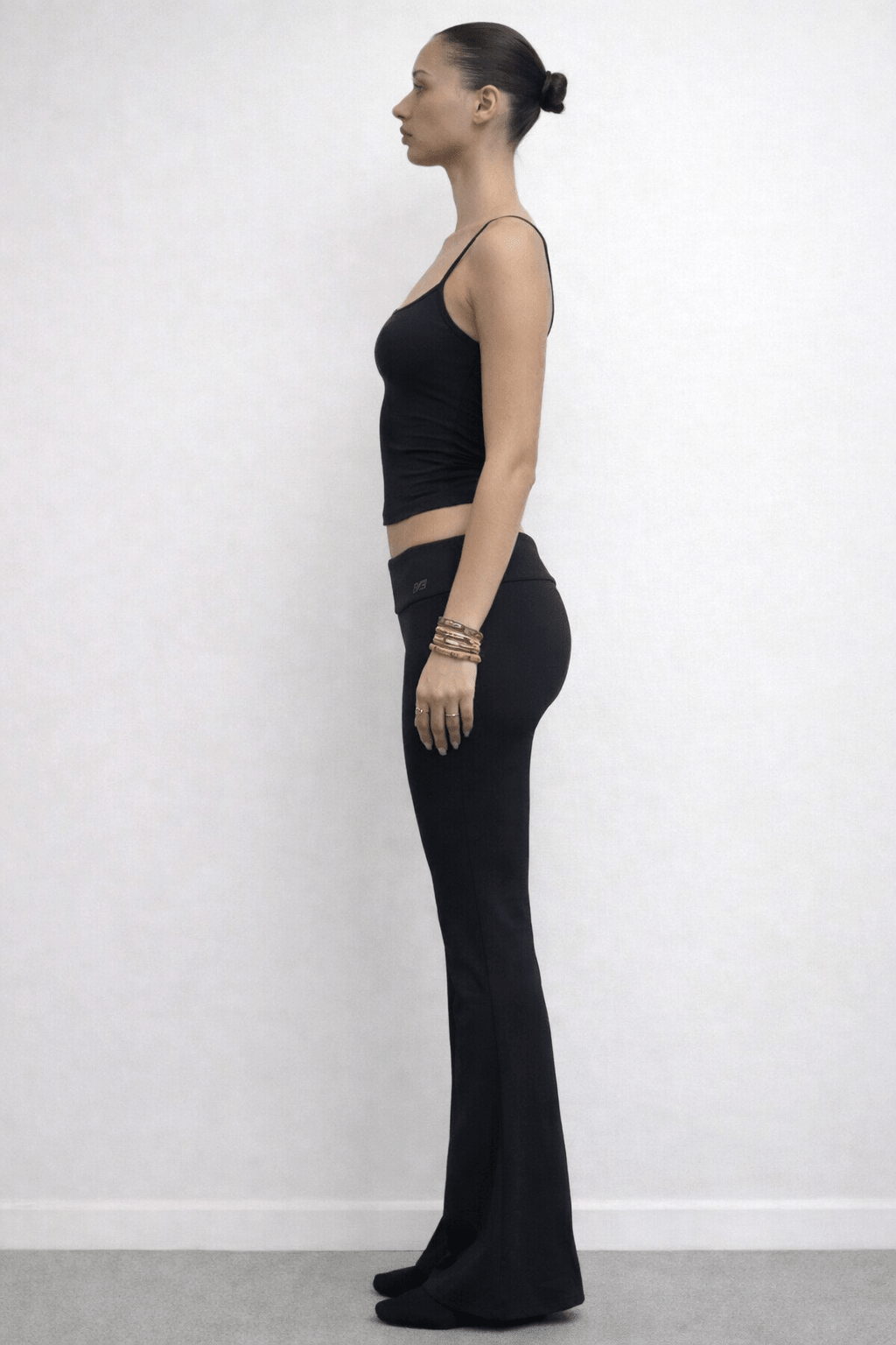 Black Flared Folded Pants - BEEGLEE