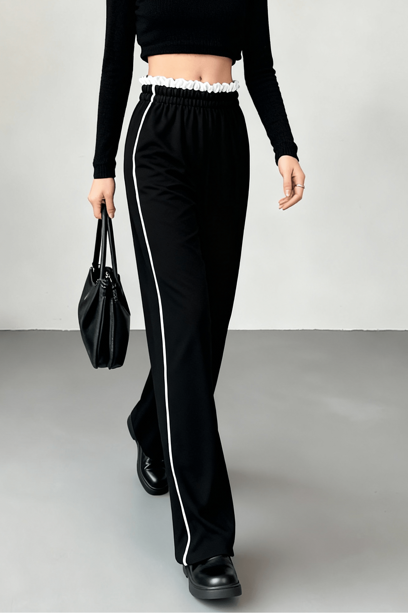 Black Frill Linen pants - BEEGLEE