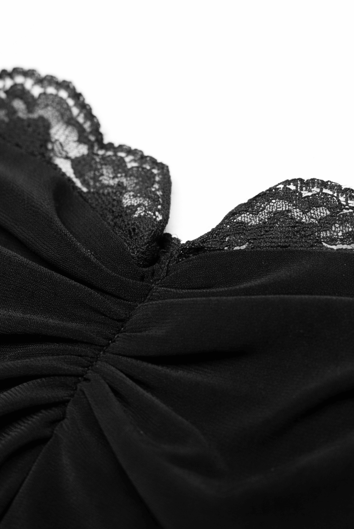 Black Gather Bust Lace Top - BEEGLEE