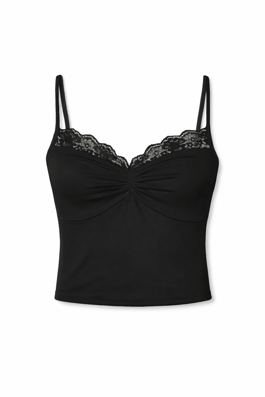 Black Gather Bust Lace Top