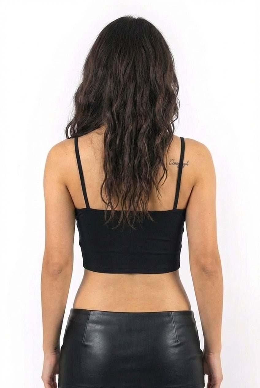 Black Gather Bust Lace Top
