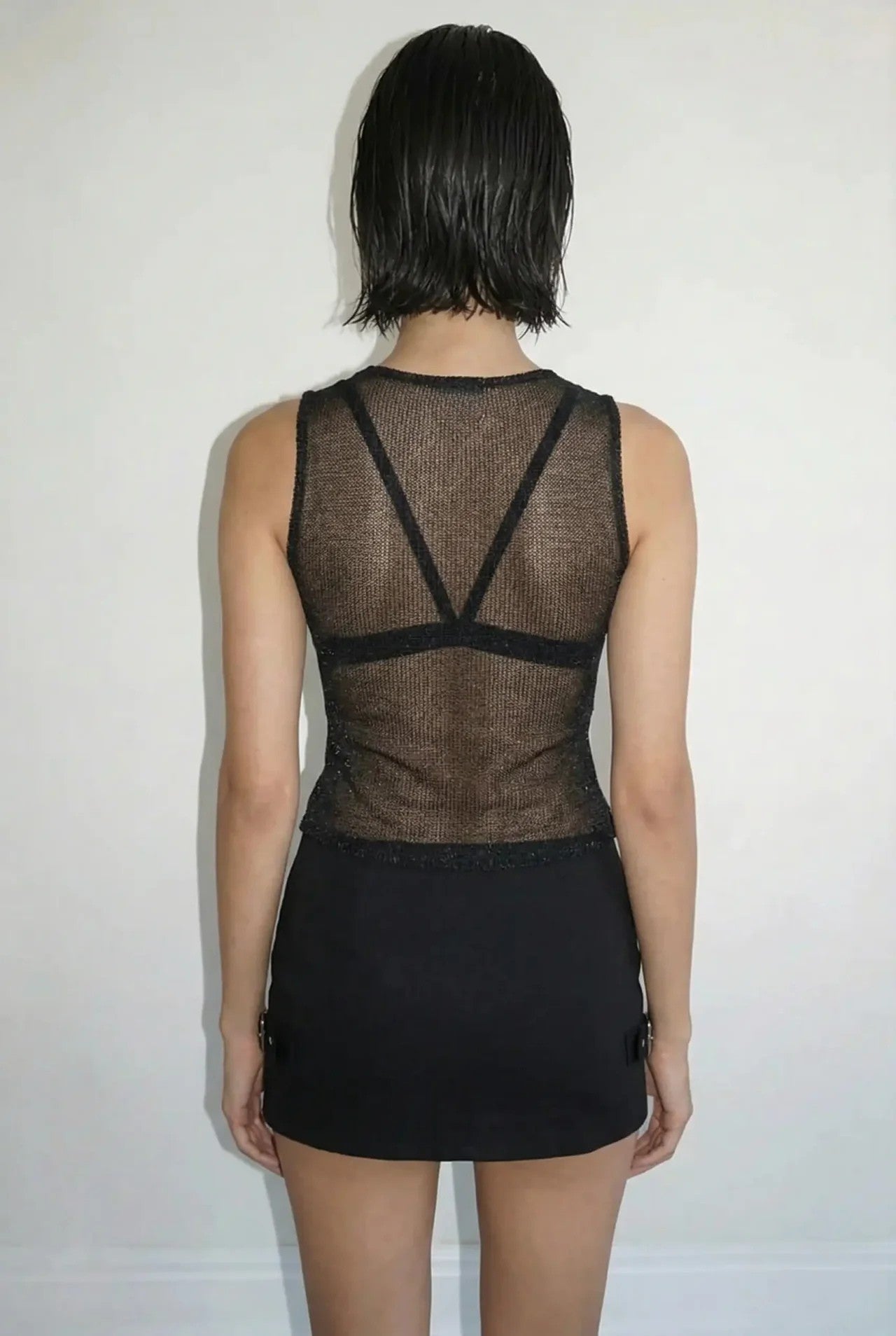 Black Gridlock Metallic Tank - BEEGLEE