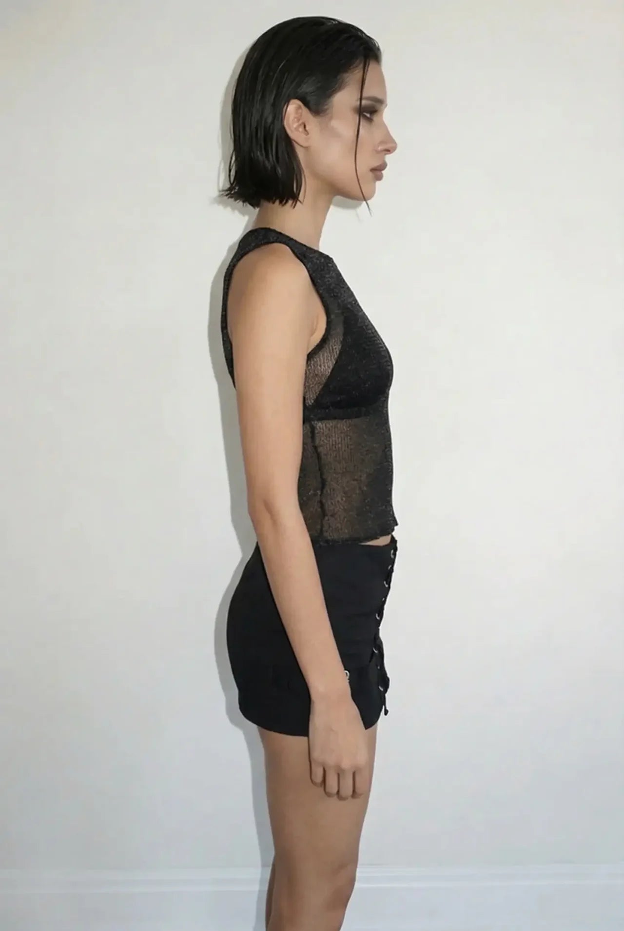 Black Gridlock Metallic Tank - BEEGLEE