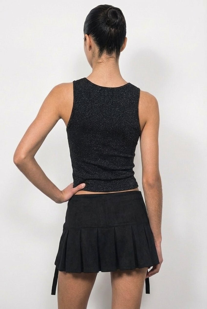 Black Harness Pleat Skort - BEEGLEE